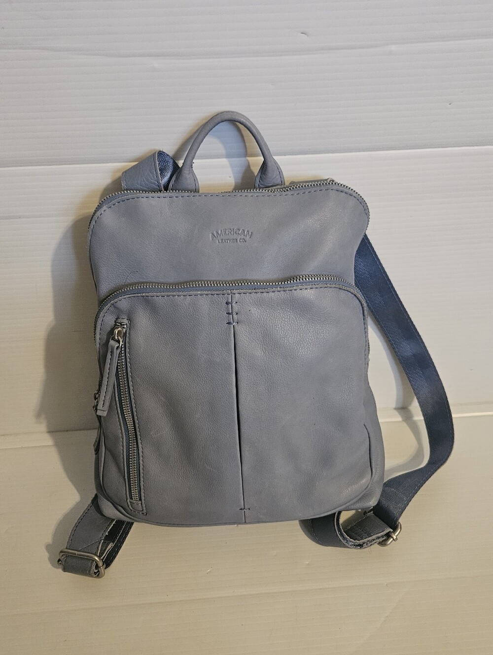 American Leather Co. Cleveland Leather Backpack – Sky Blue Slouchy Bag⁷ - Picture 2 of 16